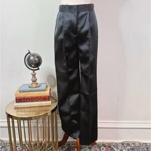 Carolina Herrera NWT Black Wide Leg Pants Sz 2 Made in USA Raw Edge Trousers